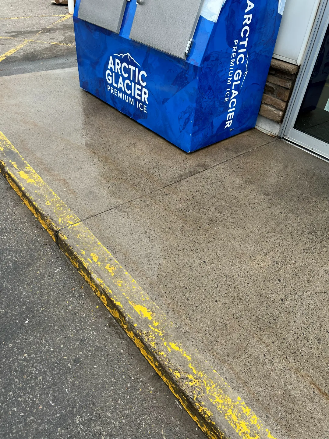Gas station sidewalk,