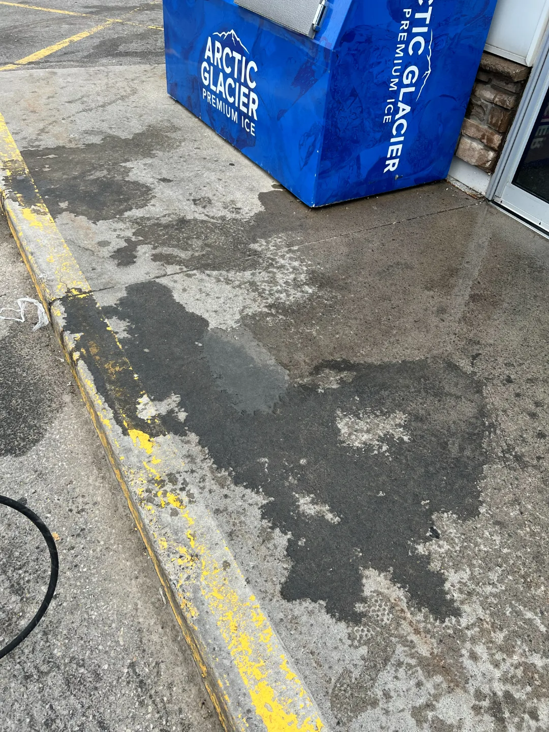Gas station sidewalk,
